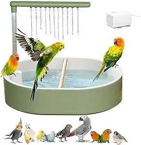Parrot Bathtub Bird Automatic Bath Shower,Large Bird Shower Fountain Indoor Bathtub with Running Water, Contains USB and Pump,for Pet Birds, African Grey, Cockatiel, Conure, Budgie, Lovebird(Fashion)