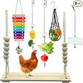 6 Packs Chicken Toys for Coop Accessries, Chicken Swing Toys for Chicken Hens, Chicken Xylophone Toys and Mirror, Vegetable Hanging Feeder, Veggies Skewer