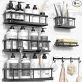YASONIC Shower Caddy Adhesive, 100% Rustproof Shower Organizer with Soap Holder, 6 Pack Large Capacity shower Shelves for Inside Shower, No Drilling Bathroom Organizers and Storage for Home Decor