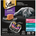 Sheba Perfect Portions Wet Cat Food Pate with Sustainable Salmon, Signature Seafood Entree, and Tender White Fish and Tuna Entree Variety Pack, 2.6 oz. Twin Pack Trays (24 Count, 48 Servings)