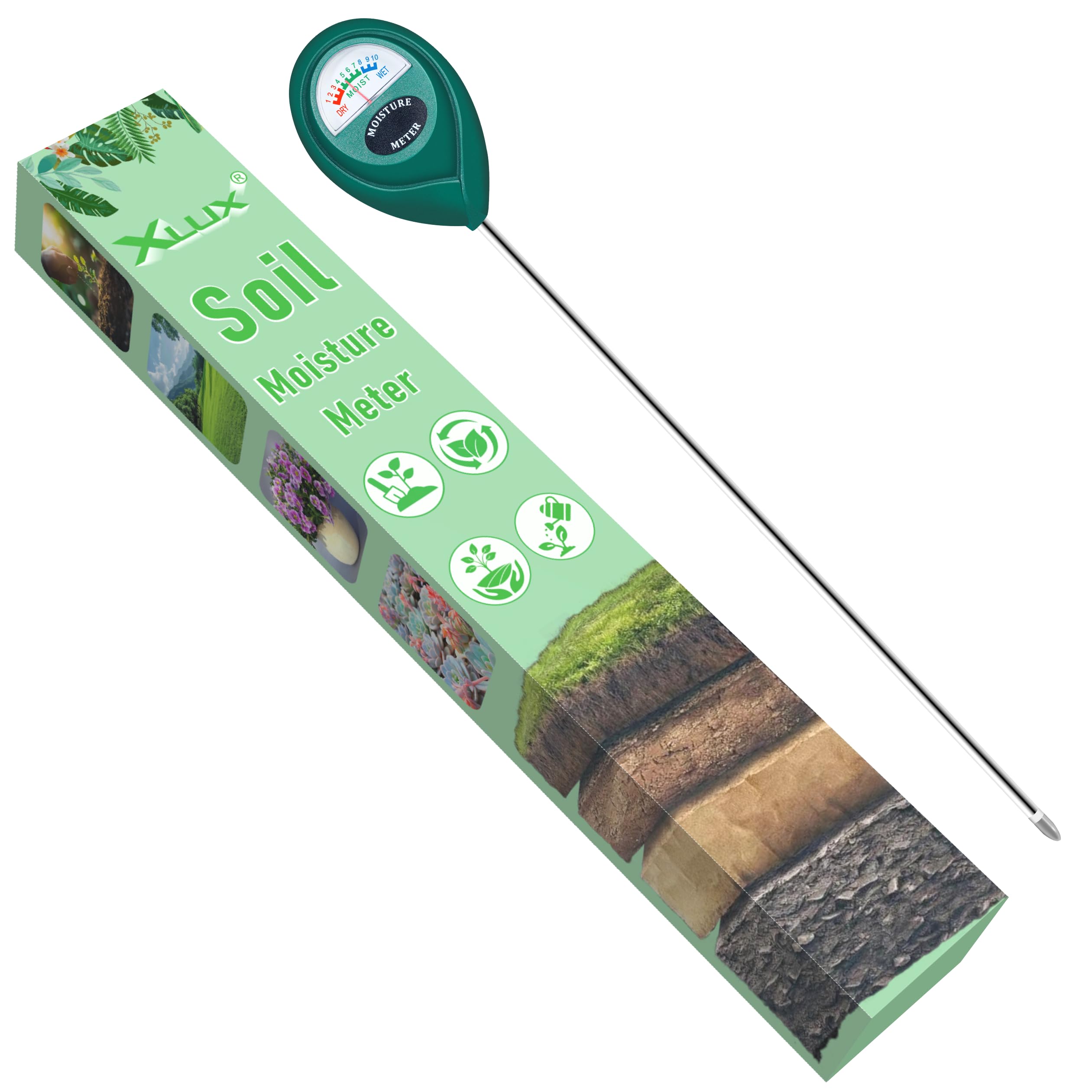 XLUX Long Probe Deep Use Soil Moisture Meter, Water Monitor Indicator Sensor, Hygrometer for Outdoor Indoor Large Pot Plants, Flower, Gardening, Farming