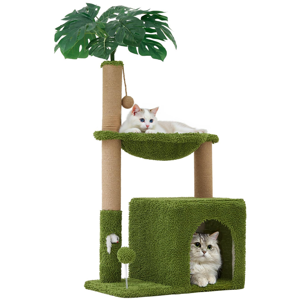 Woochpet 37" Cat Tree Tower for Indoor Cats Multi-Functional Comfy Cat Bed - with Sturdy Scratching Post, Cozy Hammock for Kittens and Small Cats,Cute Cat Tower with Fun Mouse Hole and Toy Ball