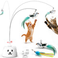 Interactive Cat Toys for Indoor Cats - Automatic Flying Bird Feather Toy, USB Rechargeable Electric Cat Teaser with Sticky Suction Base, Smart Motion Activated Self-Play Enrichment Toy for Bored Cats
