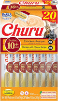 INABA Churu for Senior 10+, Creamy Lickable Cat Treats with Taurine, Vitamin E & C, 0.5 Ounces Each, 20 Tubes, Chicken Variety