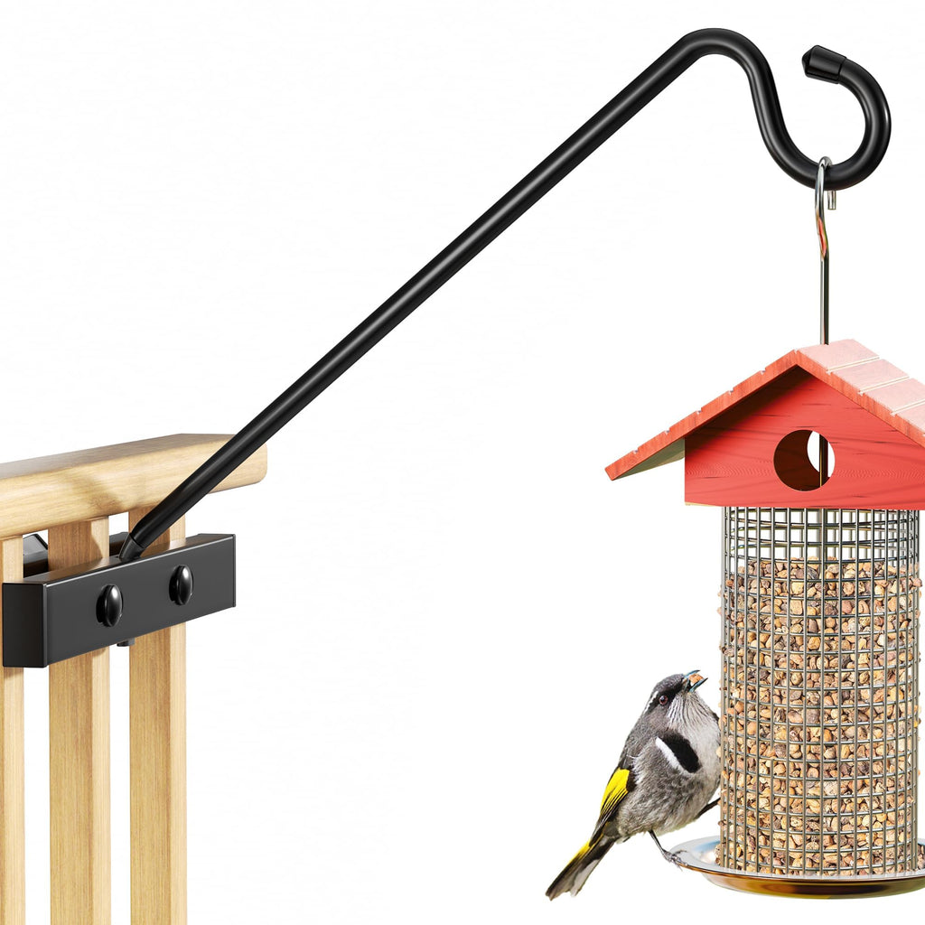 12-Inch Deck Bird Feeder Hanger for Railing, Outdoor Decor Plant Hanger, Balcony Railing Hook - 22LB Capacity - for Hanging Plants, Bird Feeders, Lanterns, Wind Chimes