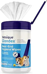 Vetnique Glandex Dog Wipes for Pets Cleansing & Deodorizing Anal Gland Hygienic Dog & Cat Wipes with Vitamin E, Skin Conditioners and Aloe (75ct)