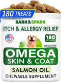 BARK&SPARK Omega 3 for Dogs - 180 Fish Oil Treats for Dog Shedding, Skin Allergy Chews, Itch Relief, Hot Spots Treatment - Joint Health - Skin and Coat Supplement - EPA & DHA Fatty Acids - Salmon Oil