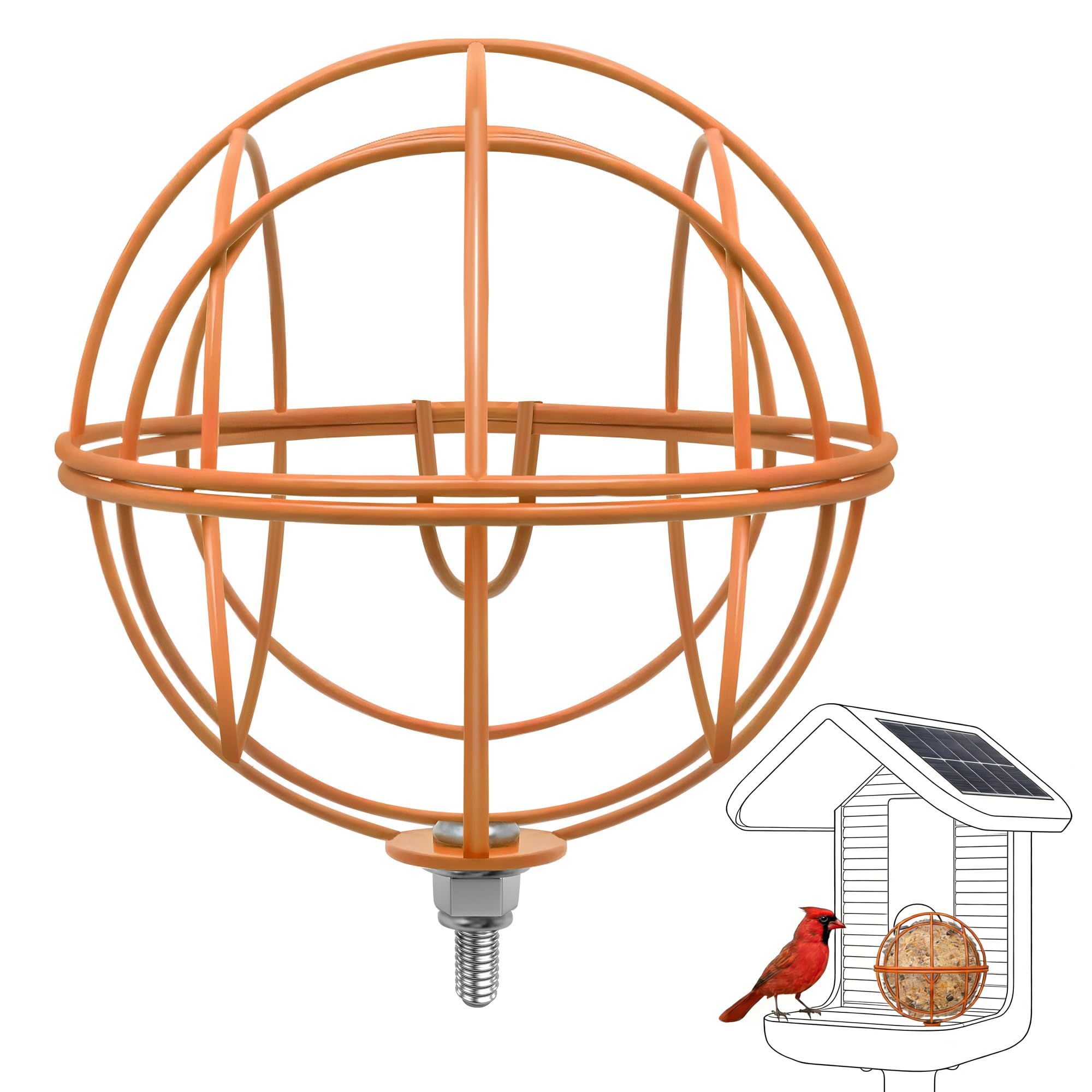 Metal Suet Ball Holder for Bird Buddy, Compatible with BirdBuddy Smart Feeders & Others with Ready 5mm Screw Hole, Durable Accessory & Add-on Attachment for Bird Feeders (Orange)