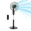 Basics 16" Pedestal Fan with Remote for Bedroom, Living Room, Office, Adjustable Height, Dual-Layered Blades, 3 Speeds, 3 Modes, Timer, Tilt Head, 60W, Black