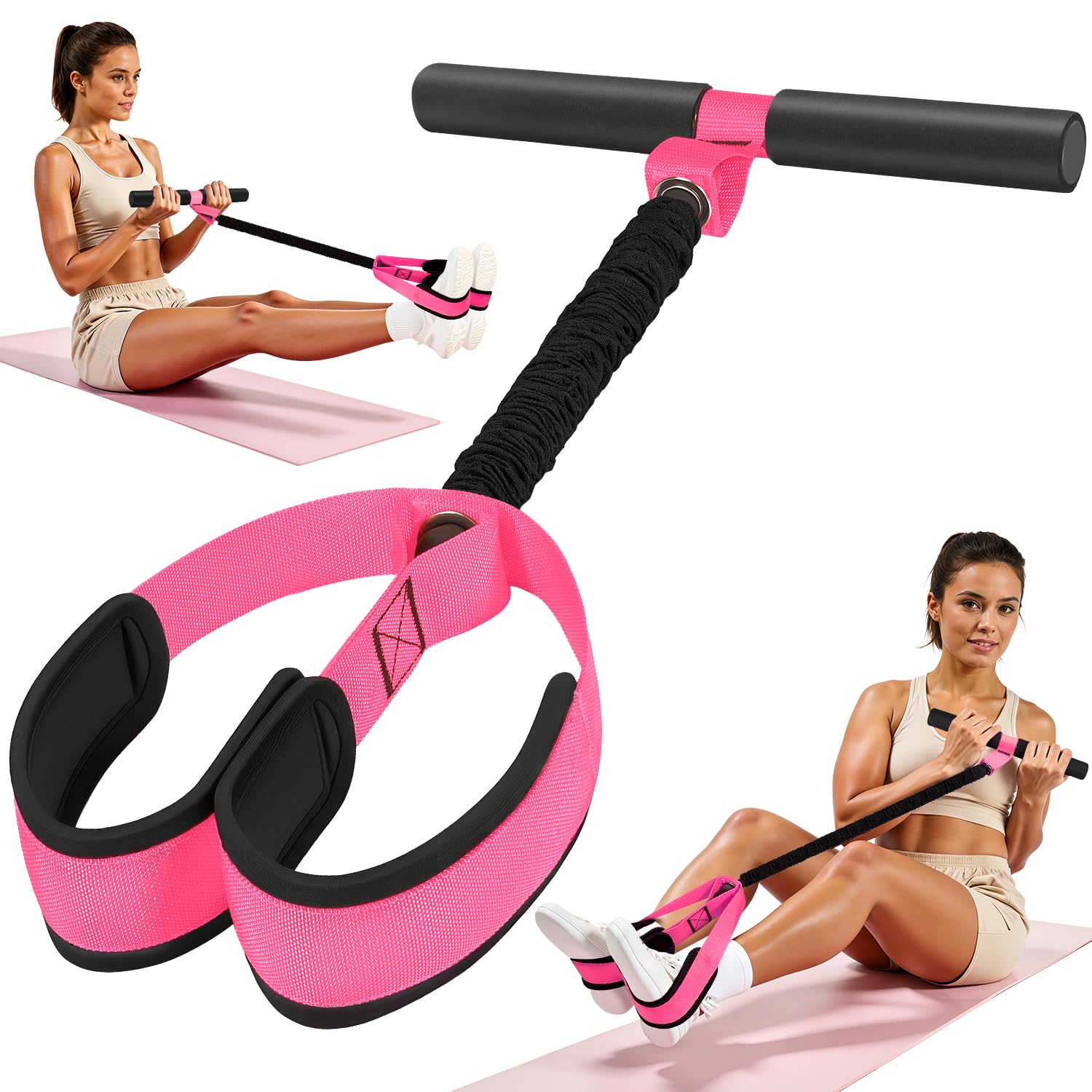 2026 Upgraded Durable Pedal Resistance Band with Handle, Thickened Latex Tubes and Soft Foam Fabric Foot Pedal, Sit Up Exercise Equipment for Abdomen, Waist, Arm, Core/ABS, Leg, Physical Therapy