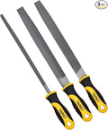 TARIST Metal File Set, 3-Piece, 8-inch,Professional Carbon Steel File, Includes Flat/Half-Round/Round,Work for Metal, Wood and More