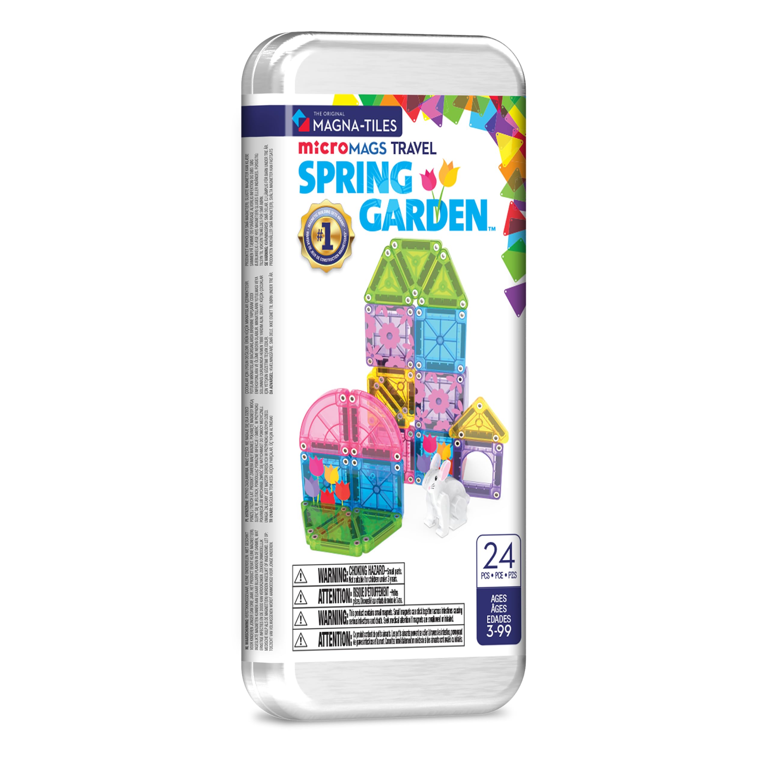 MAGNA-TILES microMAGS 24-Piece Spring Garden Travel Set, The Original Magnetic Building Brand