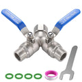 304 Stainless Steel Garden Hose Splitter 2 Way Heavy Duty, Full Flow Y Valve Water Hose Splitter With Long Handle, Lead-free，3/4" GHT Thread