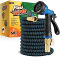 Flexi Hose Expandable Garden Hose with 8 Function Nozzle, 50FT - Lightweight Retractable Garden Hose, Water Hose - No-Kink Flexibility, 3/4 Inch Solid Brass Fittings and Double Latex Core
