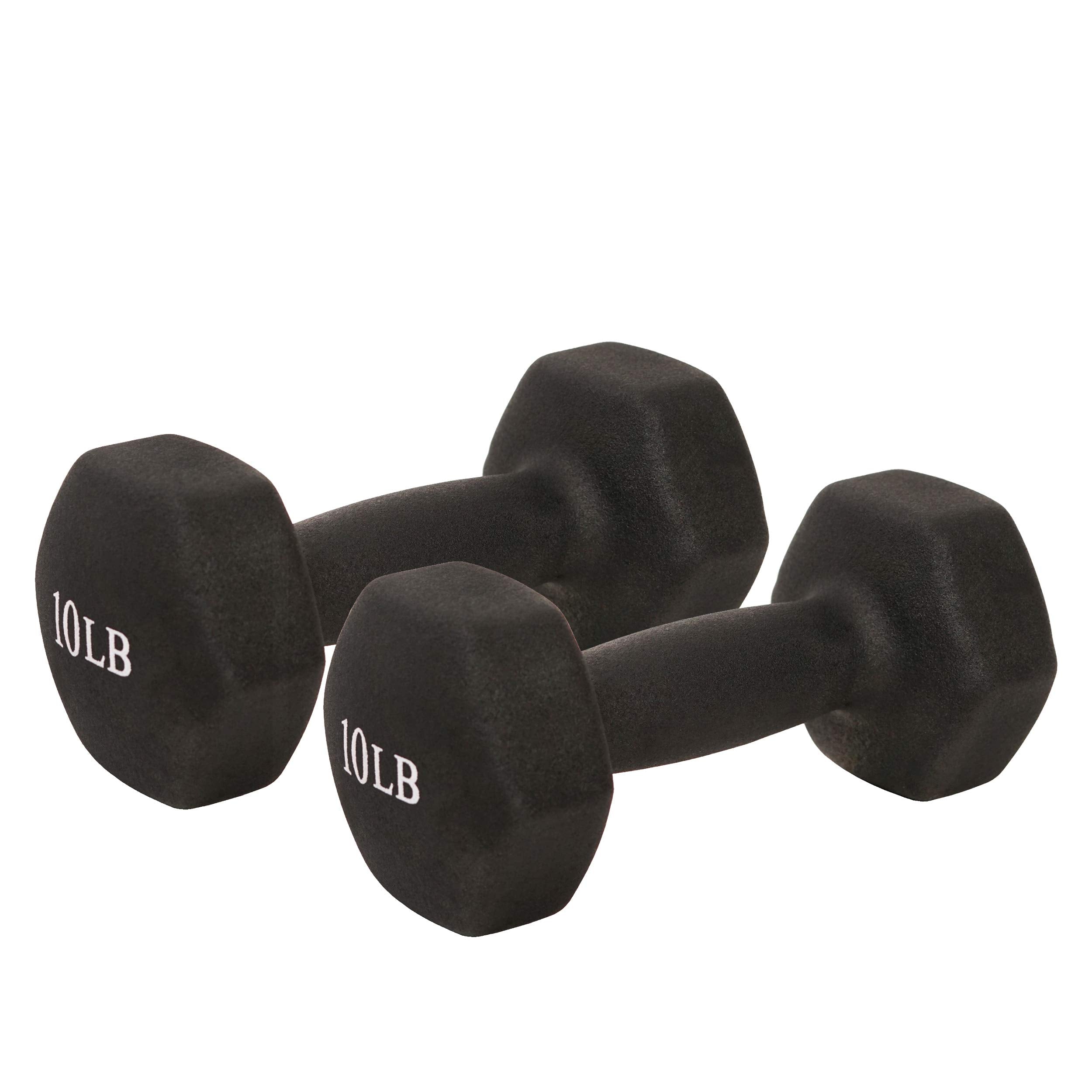Sunny Health & Fitness Neoprene Coated Hex Shaped Dumbbell Non-Slip Fitness Weights for Home Gym Exercise, Full Body Workout Strength Building, Weight Loss, Sold in Pairs - Sizes - 2LB, 5LB, 8LB, 10LB