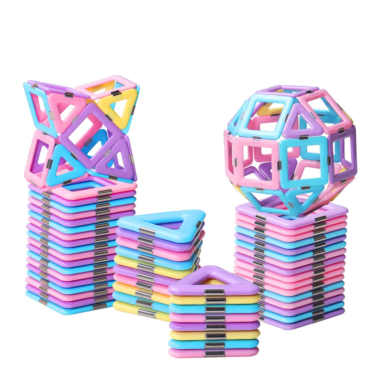 Tolnetr Magnetic Tiles Toys for 3 4 5 6 7 8+ Year Old Boys Girls Upgrade Macaron Castle Blocks Building Set for Toddlers STEM Creativity/Educational Toys for Kids Age 3-6 Christmas Birthday Gifts