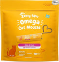 Zesty Paws Omega Cat Mousse Squeezable Cat Treats - with Seaweed, Omega Fatty Acids, Antioxidants Vitamins & Minerals - Skin & Coat Support for Cats - Tuna Fish Flavor - 18 Count