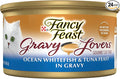 Purina Fancy Feast Gravy Lovers Ocean Whitefish and Tuna Feast Grilled Gourmet Cat Food in Wet Cat Food Gravy - (Pack of 24) 3 oz. Cans