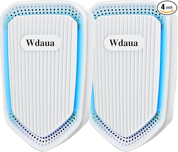 Air Ionizers Plug In Air Purifier 4 Pack Negative Ion Air Purifiers Ionizer for Home, Bedroom, Office, Basement Kitchen Air Freshener Odor Reducer Pets Smoke Smell (4, White)