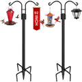 XDW-GIFTS Double Shepherds Hooks for Outdoor, 2-Pack Heavy Duty Garden Pole for Hanging Bird Feeder, Plant Baskets, Solar Light Lanterns, Garden Plant Hanger Stands with 5 Base Prongs