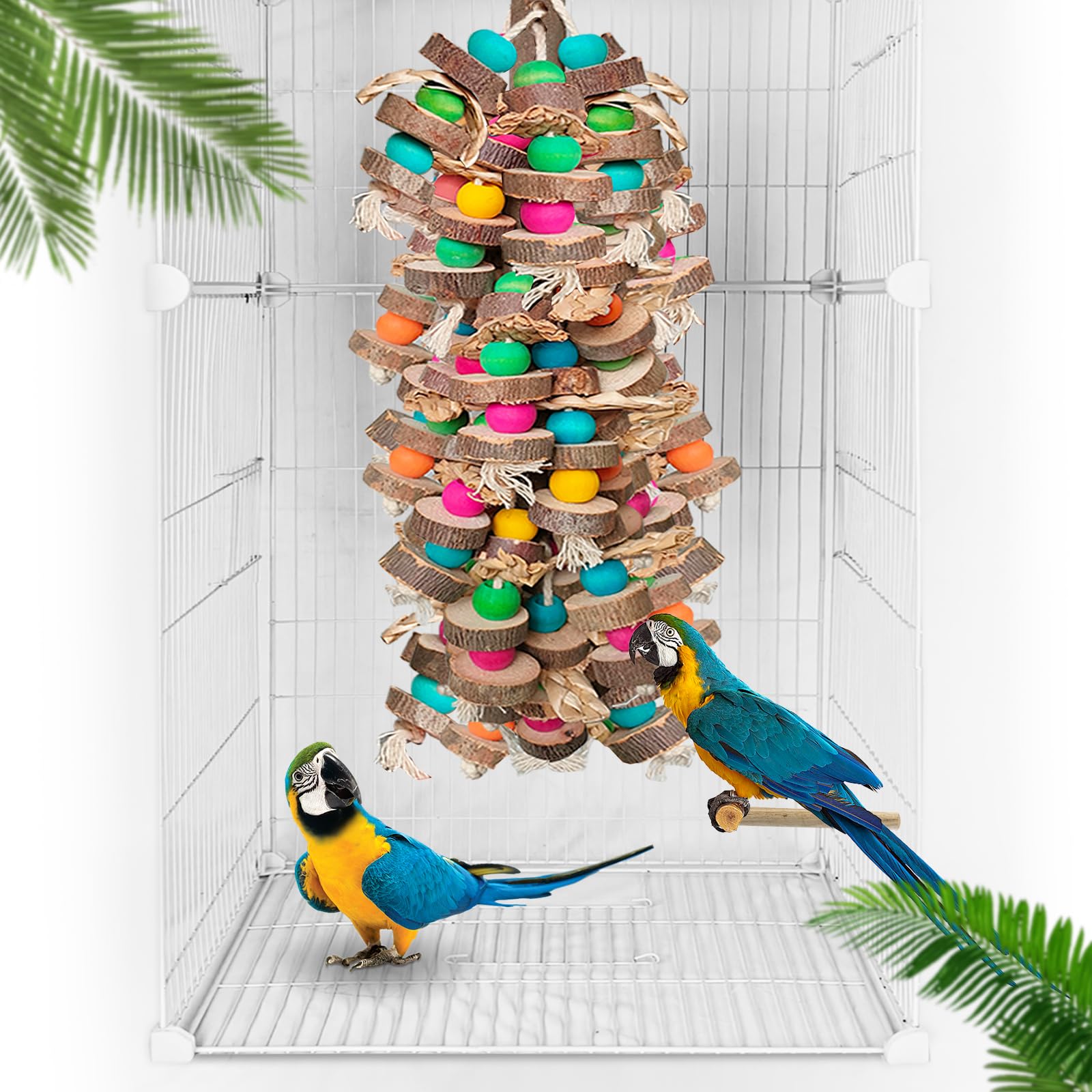 Extra Large Bird Parrot Toys- 19.7 inch Multicolored Natural Wooden Block Parrot Chewing Toy Suggested for Macaws cokatoos, African Grey and a Variety of  Parrots. (Large Size)