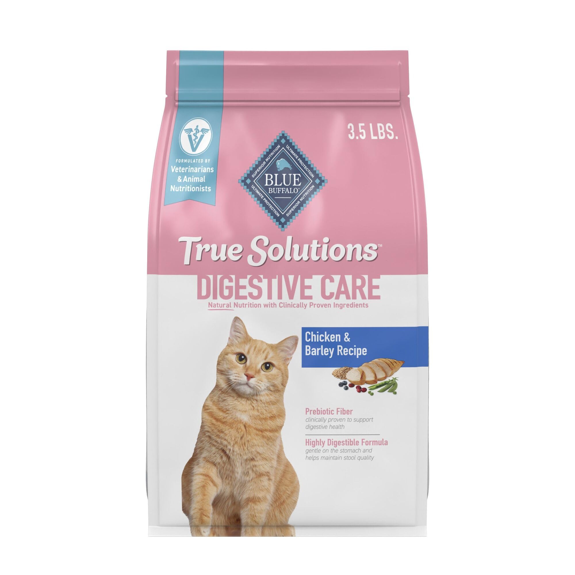 Blue Buffalo True Solutions Digestive Care Natural Dry Cat Food for Adult Cats, Chicken, 3.5-lb. Bag