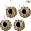 winemana 4 Pack Hanging Bird Nest House for Outside, Ball Shape, Hand Woven, Durable Sturdy, Made of Natural Grass, Perfect for Garden Patio Lawn Office Indoor