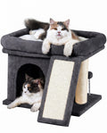Aechonow Cat Tree for Large Cats, 14Inch Cat Tree Tower with Scratching Post, 20x16.5Inch Perch Bed for Adult Senior Cats, Removable Washable Mat, Dark Gray