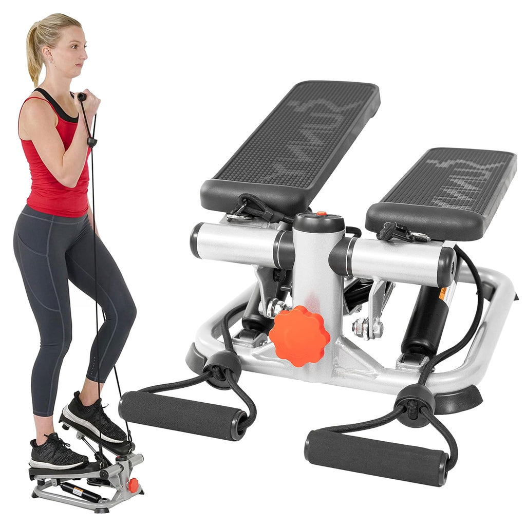 Sunny Health & Fitness Mini Steppers with Digital Monitor and Resistance Bands, Compact Low-Impact Cardio Machines for Home Workouts
