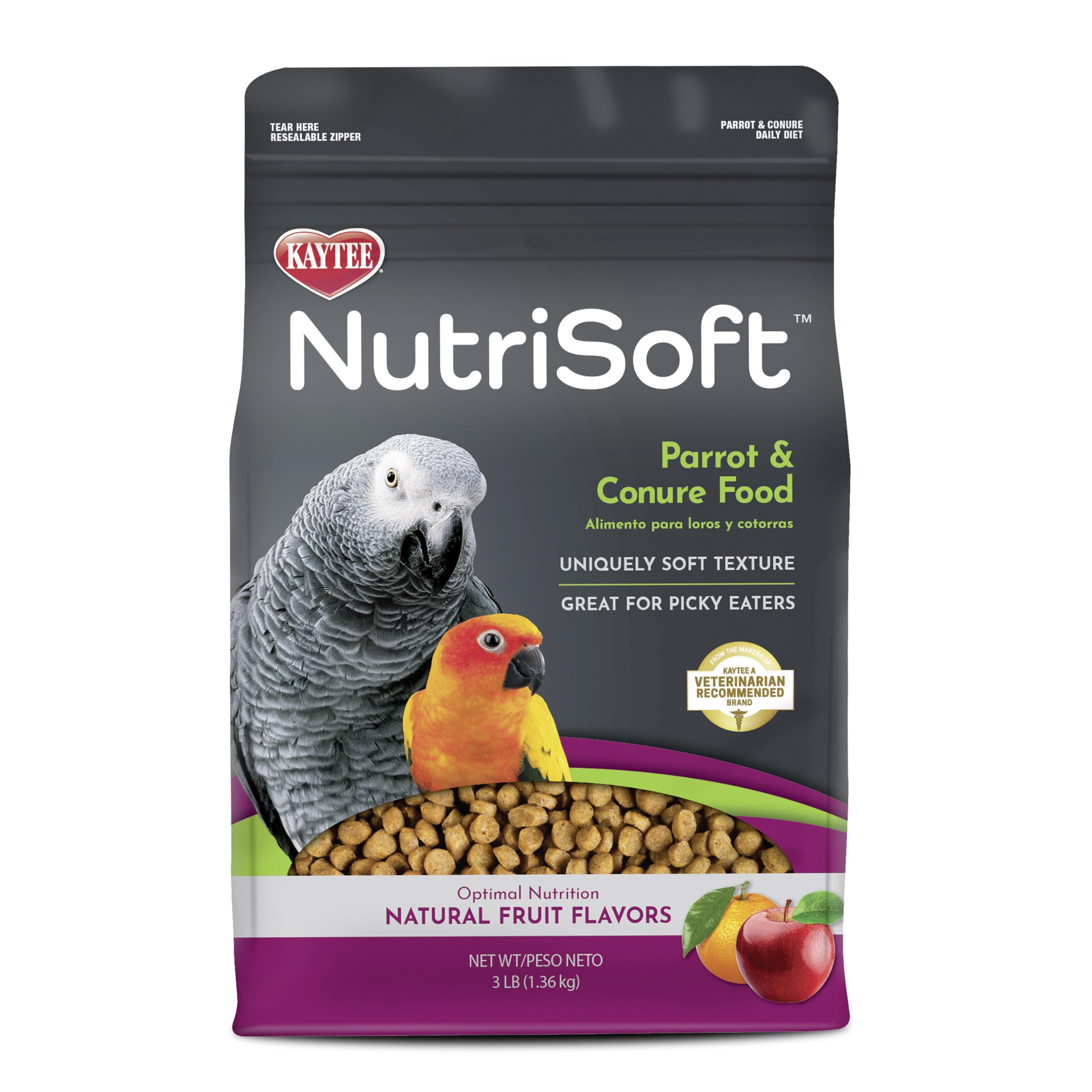 Kaytee Nutri Soft Pet Parrot & Conure Bird Food, 3 Pound