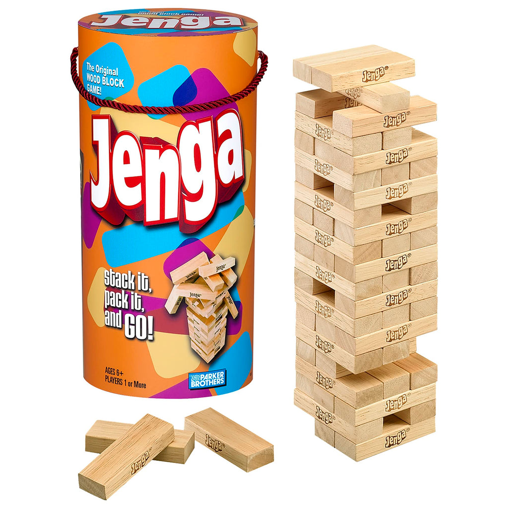 Hasbro Gaming Jenga Wooden Blocks Stacking Tumbling Tower Game | Party Games for Kids & Families | Stocking Stuffers | Ages 6+ ( Exclusive)