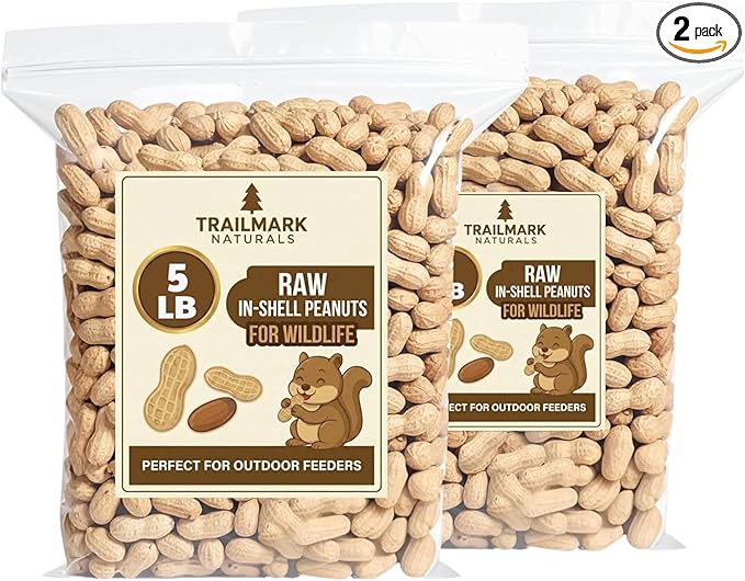 2 Pack of 5 Lb Bags (10 Pounds Total) - Raw Peanuts for Squirrels, Raw in Shell Peanuts for Birds and Wildlife- Squirrel Food, Wild Bird Seed - Grown in The USA
