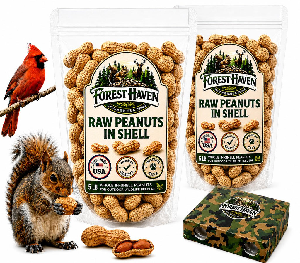 Forest Haven Premium Raw Peanuts for Squirrels – 10LB Bulk Squirrel Food – Unsalted Peanuts in Shell for Birds, Deer & Wildlife – Bonus Binoculars Included - USA Grown