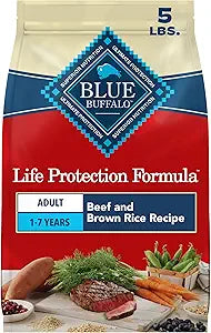 Blue Buffalo Life Protection Formula Beef & Brown Rice Adult Dry Dog Food, Supports Immunity with Antioxidant-Rich LifeSource Bits, Promotes Healthy Muscle Development, Skin & Coat Health, 5 lbs.
