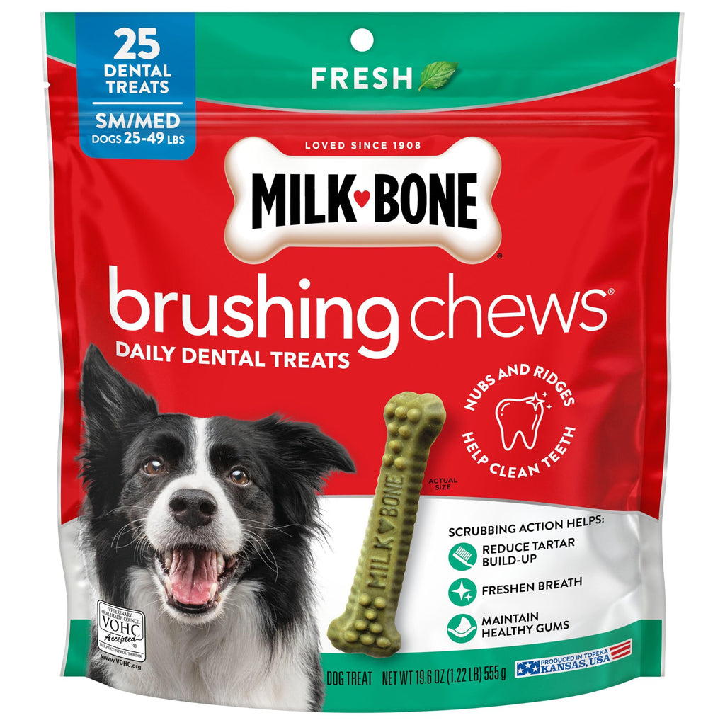 Milk-Bone Brushing Chews Original Chicken Flavor Daily Dental Dog Treats, Small/Medium, 19.6 Oz. Bag