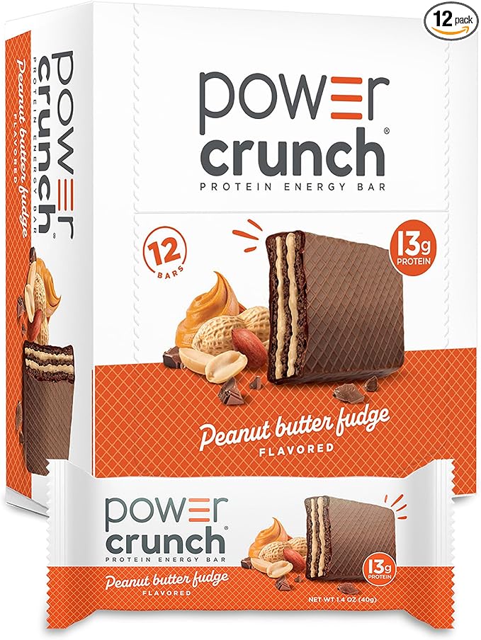 Power Crunch Protein Energy Wafer Bars, Peanut Butter Fudge, 1.4 Ounce (12 Count)