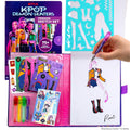 Kpop Demon Hunters™ Fashion Sketch Set, Includes Coloring Book, Gel Pens, Kpop Demon Hunters Stickers, Stencils & More, Great Girls Toys Age 6-8