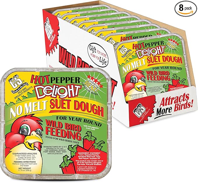 C&S Hot Pepper Delight No Melt Suet Dough 11.75 Ounces, 8 Pack