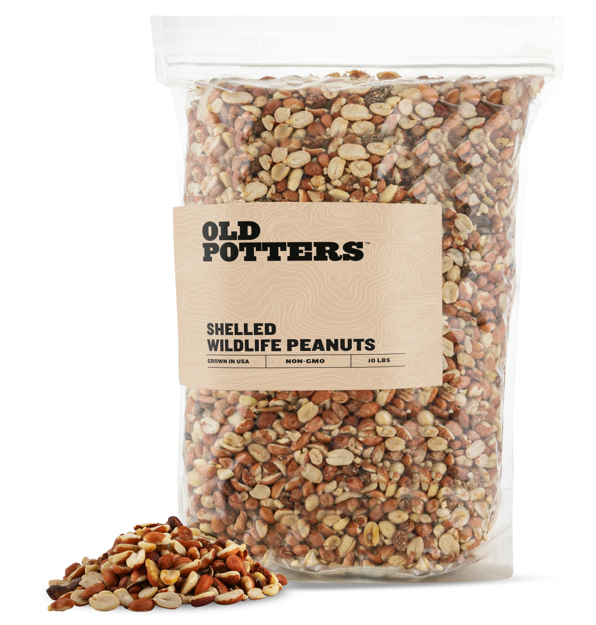 Old Potters Organic Shelled Peanuts, 10 lbs for Birds and Squirrels. USA Grown Non-GMO, Raw, Wildlife Grade