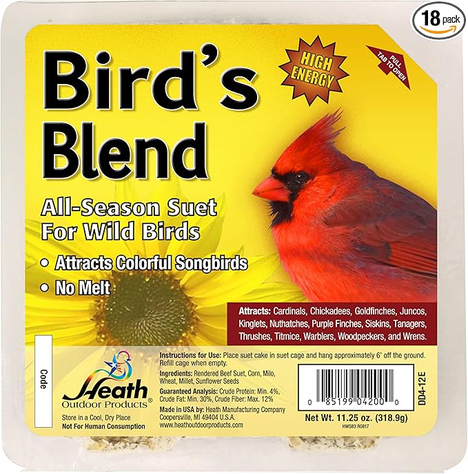 Heath Outdoor Products DDB1-18 All Season High Energy Suet Cake, Case of 18.