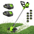21V Weed Wacker Cordless & Lawn Edger, 9000RPM Electric Weed Eater with 2x2.0Ah Battery, 12" Auto Line Feed String Trimmer with 8 Pcs Spools, Lightweight Edger Lawn Tool for Yard, Green