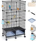 VISCOO Upgraded Encrypted 46-Inch Bird Cage, with Wooden Perches, Metal Parakeet Cage with Slide-Out Tray, Water Bottle&Feeder, Bird Cages for Parrot,Parakeets,Cockatiel,Lovebird,Small Mid-Sized Birds