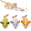 Potaroma Cat Toys: 3pcs Squeak Mice Interactive Catnip Silvervine Animals for Indoor Kittens - Dental Matatabi Cat Nip & Chew Exercise Toy for All Breeds & Species