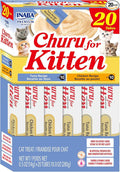 INABA Churu for Kittens, Lickable, Squeezable Creamy Purée Cat Treat with Green Tea Extract & Taurine, 0.5oz. Each Tube, 20 Tubes, Tuna & Chicken Variety