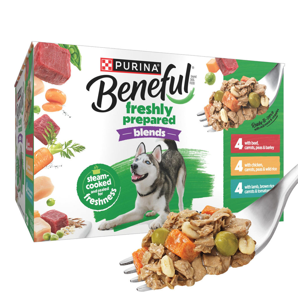 Purina Beneful Freshly Prepared Blends Wet Dog Food Variety Pack with Beef, Chicken, or Lamb Dog Food - (Pack of 12) 10 oz. Tubs