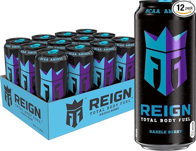 Reign Total Body Fuel, Razzle Berry, Fitness & Performance Drink, 16 Ounce | Pack of 12