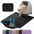 Cat Litter Mat, 24x18 Inches Large Double Layer Honeycomb Cat Litter Trapping Mat, Non Slip Waterproof Urine Proof Cat Litter Box Mat for Floor, Kitty Litter Rug, Cat Supplies, Black