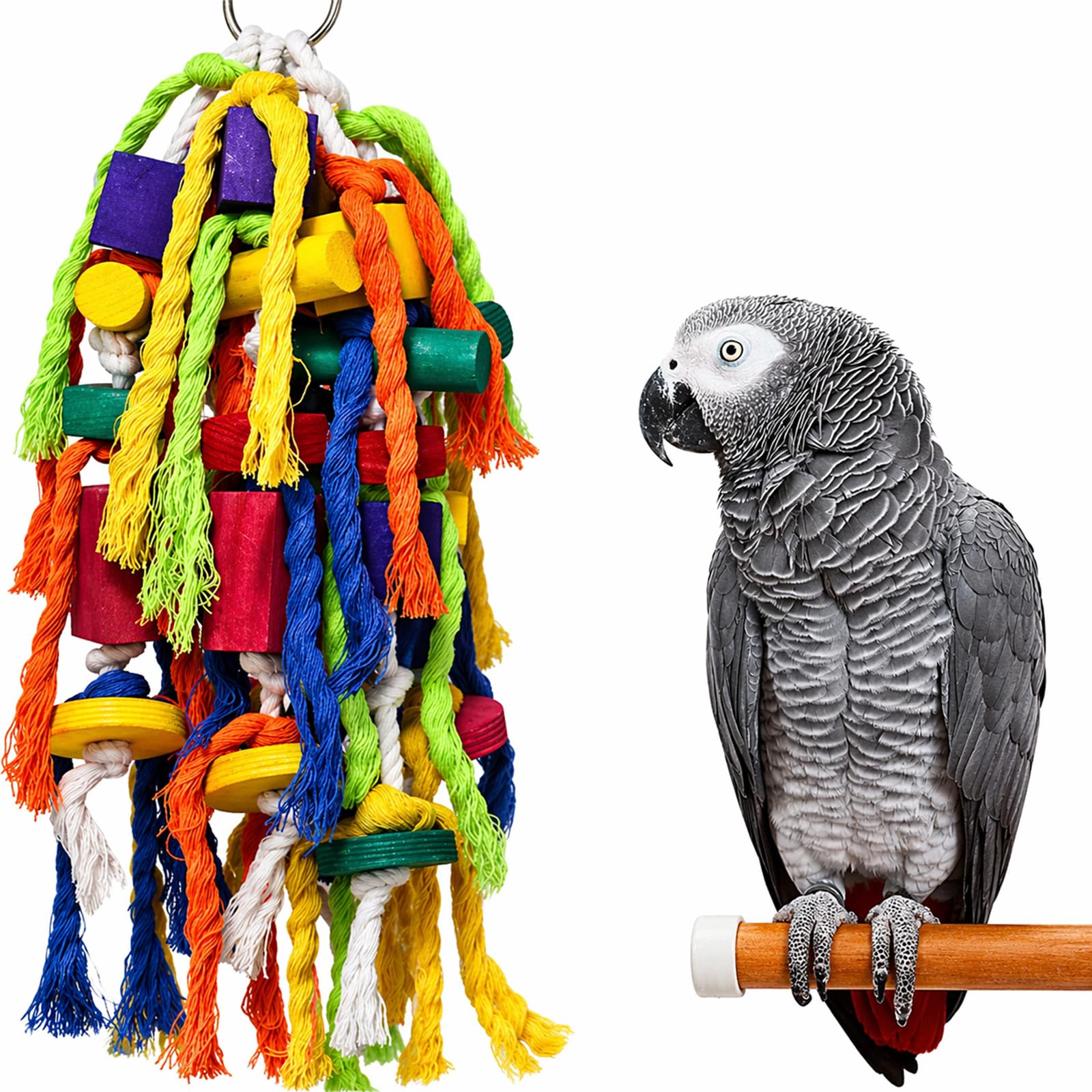 Rypet Large and Small Parrot Chewing Toys Parrot Cage Bite Toy Wooden Block Tearing Toys for Conures Cockatiels African Grey and Other  Parrots