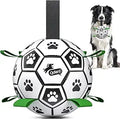 QDAN 6 Inch Dog Toys, Durable Floatable Dog Balls for Tug, Fetch, Herding and Water Play, Soft PU, World Cup Dog Soccer Ball with Straps for Small to Medium Dogs, Ideal Outdoor Play & Birthday Gift