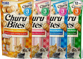 INABA Churu Bites for Cats, Soft Baked Chicken Churu Filled Cat Treats with Green Tea Extract, 0.35 Ounces Each Tube, 12 Tubes Total, 4 Flavor Variety